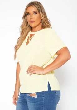 Asoph Plus Size Waffle Knit Crew Neck Tee Shirt -Asoph Sales Shop 2017587 105 2