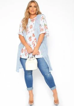 Asoph Plus Size Open Front Longline Vest