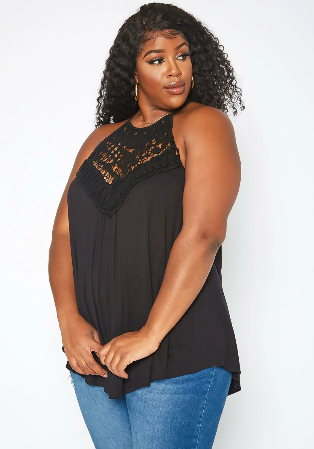 Asoph Plus Size Crochet Hem Cami Top 2 Asoph Plus Size Crochet Hem Cami Top - Image 2