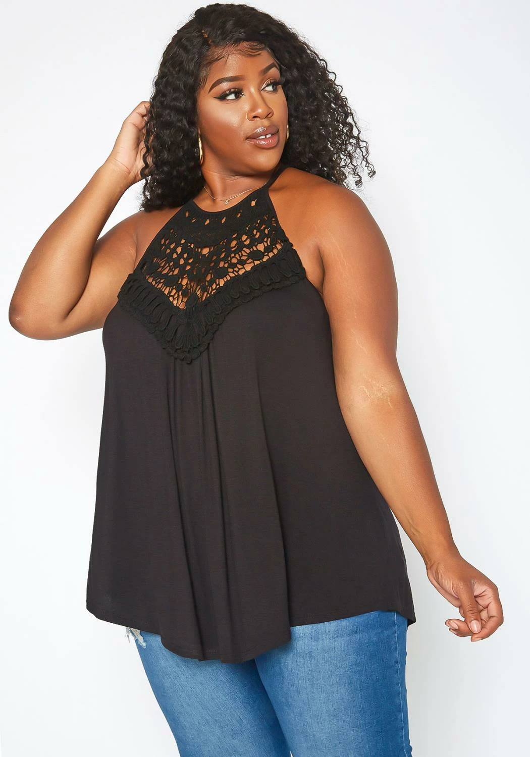 Asoph Plus Size Crochet Hem Cami Top 1 Asoph Plus Size Crochet Hem Cami Top