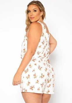 Asoph Plus Size Floral Print Sleeveless Romper -Asoph Sales Shop 2017663 952 3