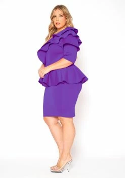 Asoph Plus Size One Shoulder Ruffle Tier Mini Dress -Asoph Sales Shop 2017671 002 2
