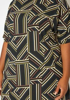 Asoph Plus Size Geometrical Striped Tee Shirt Mini Dress -Asoph Sales Shop 2017673 001 4