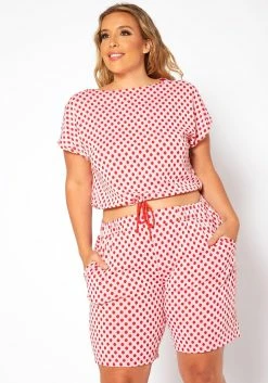 Asoph Plus Size Polka Dot Two Piece Set