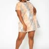 Asoph Plus Size Distressed Tie Dye Mini Dress