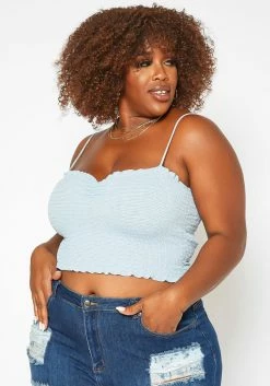 Asoph Plus Size Smocked Scrunch Detail Cam Top