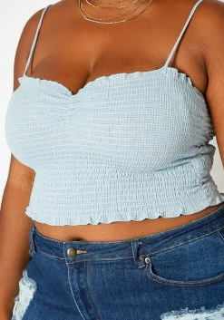 Asoph Plus Size Smocked Scrunch Detail Cam Top -Asoph Sales Shop 2017774 003 4