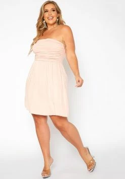 Asoph Plus Size Basic Tube Fit & Flare Mini Dress