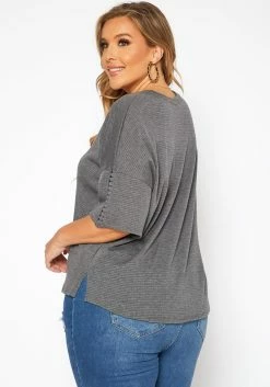 Asoph Plus Size Comfy Knit V Neck Tee Shirt -Asoph Sales Shop 2017802 108 3