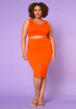 Asoph Plus Size Basic Tank Crop Top & Midi Skirt Set -Asoph Sales Shop 2017807 004 3