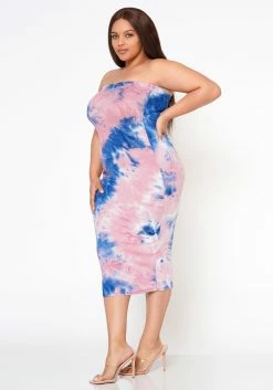 Plus Size Tie Dye Tube Midi Dress -Asoph Sales Shop 2017895 002 2
