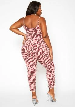 Asoph Plus Size Greek Key Print Cami Jumpsuit -Asoph Sales Shop 2017900 283 3