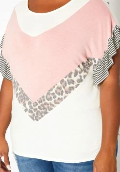 Asoph Plus Size Color Splice Short Sleeve Shirt -Asoph Sales Shop 2017913 186 4