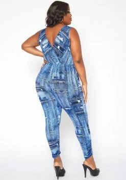 Asoph Plus Size Denim Print Bodycon Jumpsuit -Asoph Sales Shop 2017919 290 2
