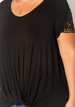 Asoph Plus Size Crochet Hem Short Sleeve Shirt -Asoph Sales Shop 2017936 001 4