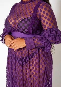 Asoph Plus Size Polka Dot Mesh Flare Maxi Dress 9 Asoph Plus Size Polka Dot Mesh Flare Maxi Dress -Asoph Sales Shop 2017938 145 4