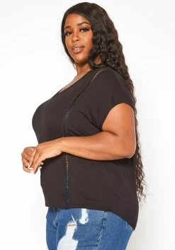 Asoph Plus Size Crochet Hem V Neck Shirt -Asoph Sales Shop 2017999 001 2