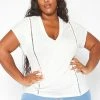 Asoph Plus Size Crochet Hem V Neck Shirt