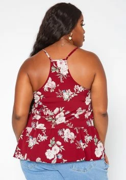Asoph Plus Size Floral Print V Neck Cami Top -Asoph Sales Shop 2018002 283 3