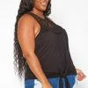 Asoph Plus Size Crochet Hem Tassel Front Tank Top