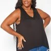 Asoph Plus Size Lace Hem V Neck Tank Top