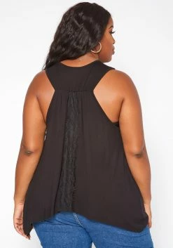 Asoph Plus Size Lace Hem V Neck Tank Top -Asoph Sales Shop 2018035 001 3