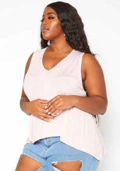 Asoph Plus Size Lace Hem V Neck Tank Top -Asoph Sales Shop 2018035 119 2