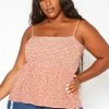 Asoph Plus Size Dainty Floral Print Smocked Cami Top