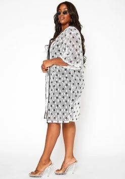 Asoph Plus Size Star Pattern Open Front Kimono Cardigan -Asoph Sales Shop 2018037 952 2