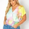Asoph Plus Size Tie Dye Smocked Top