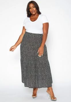 Asoph Plus Size Dainty Floral Print Maxi Flare Skirt -Asoph Sales Shop 2018086 107 1