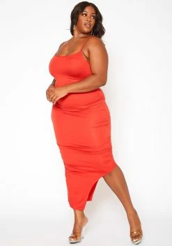 Asoph Plus Size Ruched Bodycon Maxi Dress