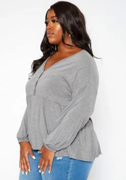 Asoph Plus Size Relaxed Fit Peplum Top -Asoph Sales Shop 2018174 108 2