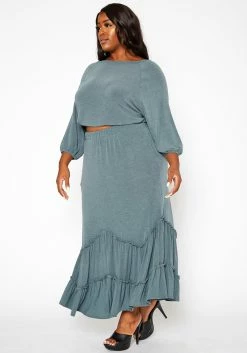 Asoph Plus Size Ruffle Trim Knit Maxi Skirt -Asoph Sales Shop 2018206 161 2