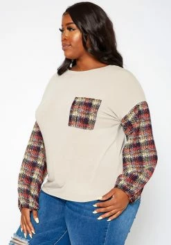 Asoph Plus Size Plaid Print Sweatshirt -Asoph Sales Shop 2018207 144 2