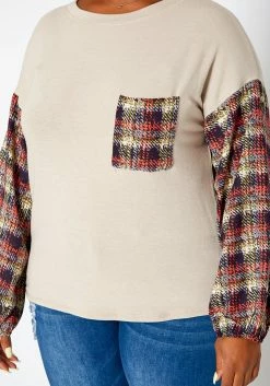 Asoph Plus Size Plaid Print Sweatshirt -Asoph Sales Shop 2018207 144 4