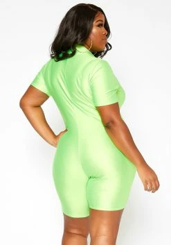 Asoph Plus Size Neon Zip Front Biker Romper -Asoph Sales Shop 2018216 152 2