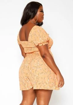Asoph Plus Size Floral Blossom Print Romper -Asoph Sales Shop 2018241 304 2