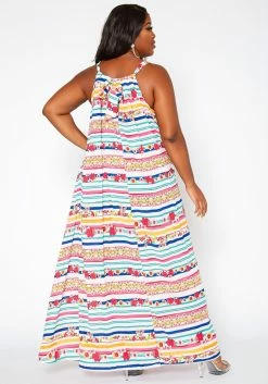 Asoph Plus Size Floral Striped Maxi Flare Dress -Asoph Sales Shop 2018242 128 3