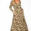 Asoph Plus Size Camo Print Fit & Flare Maxi Dress