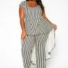 Asoph Plus Size Striped Cape Flare Jumpsuit