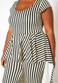 Asoph Plus Size Striped Cape Flare Jumpsuit -Asoph Sales Shop 2018244 271 4