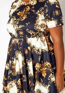 Asoph Plus Size Brocade Print High Low Flare Dress -Asoph Sales Shop 2018246 001 4