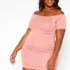 Asoph Plus Size Basic Off Shoulder Bodycon Mini Dress