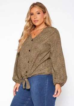 Asoph Plus Size Leopard Print Long Sleeve Top -Asoph Sales Shop 2018297 125 2