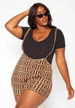 Asoph Plus Size Greek Key Print Overall Shorts -Asoph Sales Shop 2018319 106 1