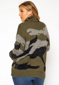 Asoph Plus Size Camo Print Funnel Neck Sweater -Asoph Sales Shop 2018354 354 3