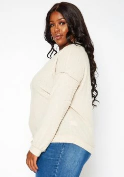 Plus Size Waffle Knit V Neck Top -Asoph Sales Shop 2018410 115 2