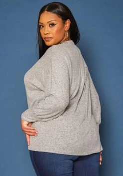 Plus Size Basic V Neck Knit Sweater -Asoph Sales Shop 2018413 261 3