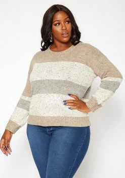 Asoph Plus Size Color Splice Cable Knit Sweater -Asoph Sales Shop 2018416 118 1